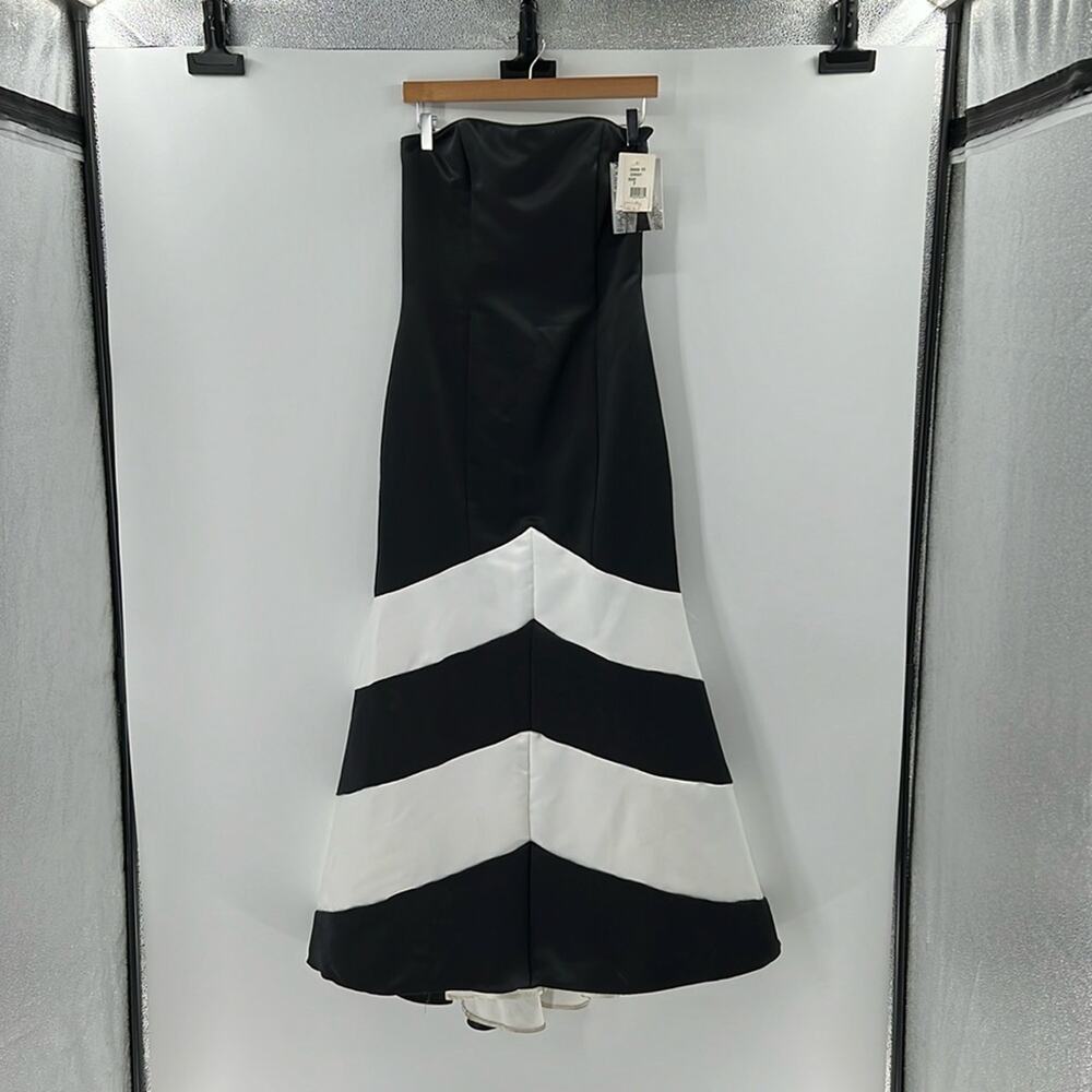 Jessica McClintock for Gunne Sax Vintage Strapless Prom Dress - Black/White - 7